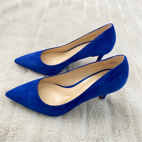 Jessica Simpson Blue Suede Pumps Heels Pointed-Toe Size 8 - Picture 4 of 11